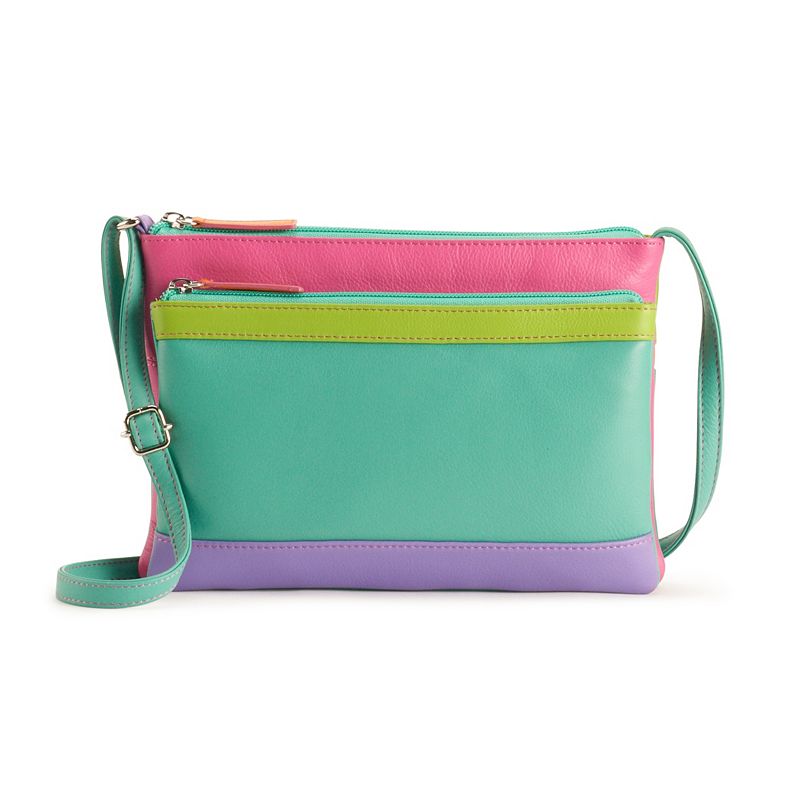ili Leather Multi Compartment Crossbody Bag, Palm Beach