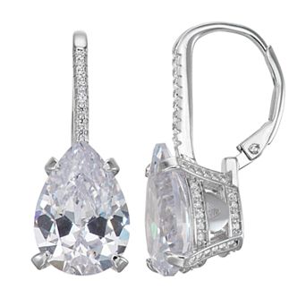 Designs by Gioelli Sterling Silver Simulated Gemstone Teardrop Leverback Earrings