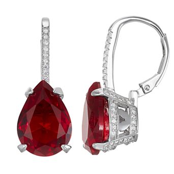 Designs by Gioelli Sterling Silver Simulated Gemstone Teardrop Leverback Earrings