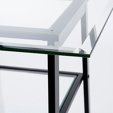 Southern Enterprises Akilo MetalGlass Sawhorse Writing Desk