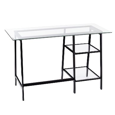 Southern Enterprises Akilo MetalGlass Sawhorse Writing Desk