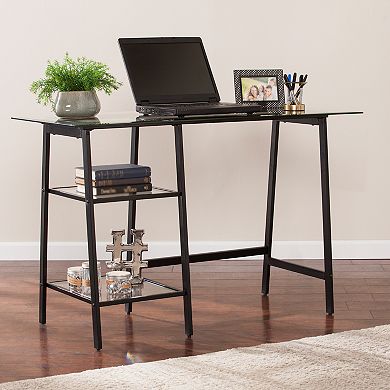 Southern Enterprises Akilo MetalGlass Sawhorse Writing Desk
