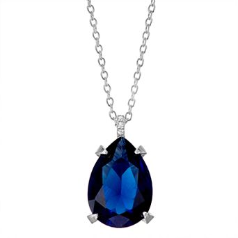 Designs by Gioelli Sterling Silver Simulated Gemstone Teardrop Pendant