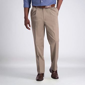 Men's Haggar® Iron Free Premium Khaki™ Classic-Fit Pleat Front Hidden Comfort Waistband Casual Pant
