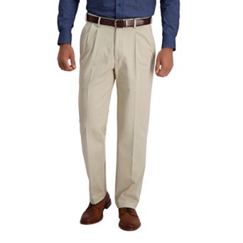 Men's Haggar® Iron Free Premium Khaki™ Classic-Fit Pleat Front Hidden Comfort Waistband Casual Pant
