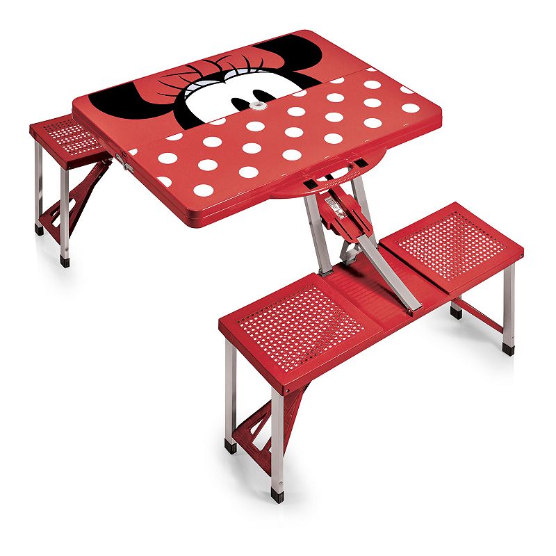 Disneys Minnie Mouse Portable Folding Table with Seats by Picnic Time, Red
