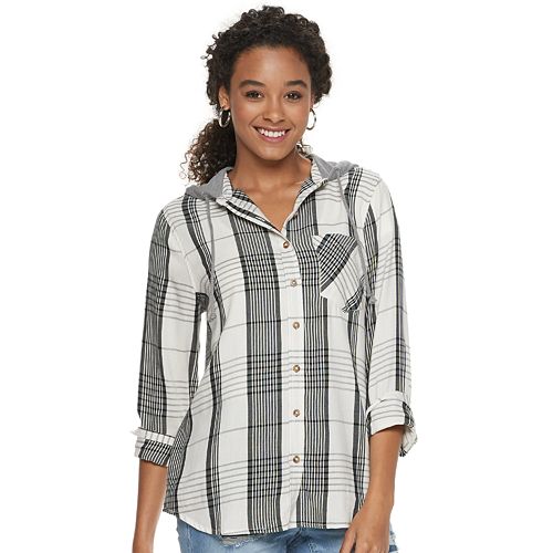 button shirt over hoodie