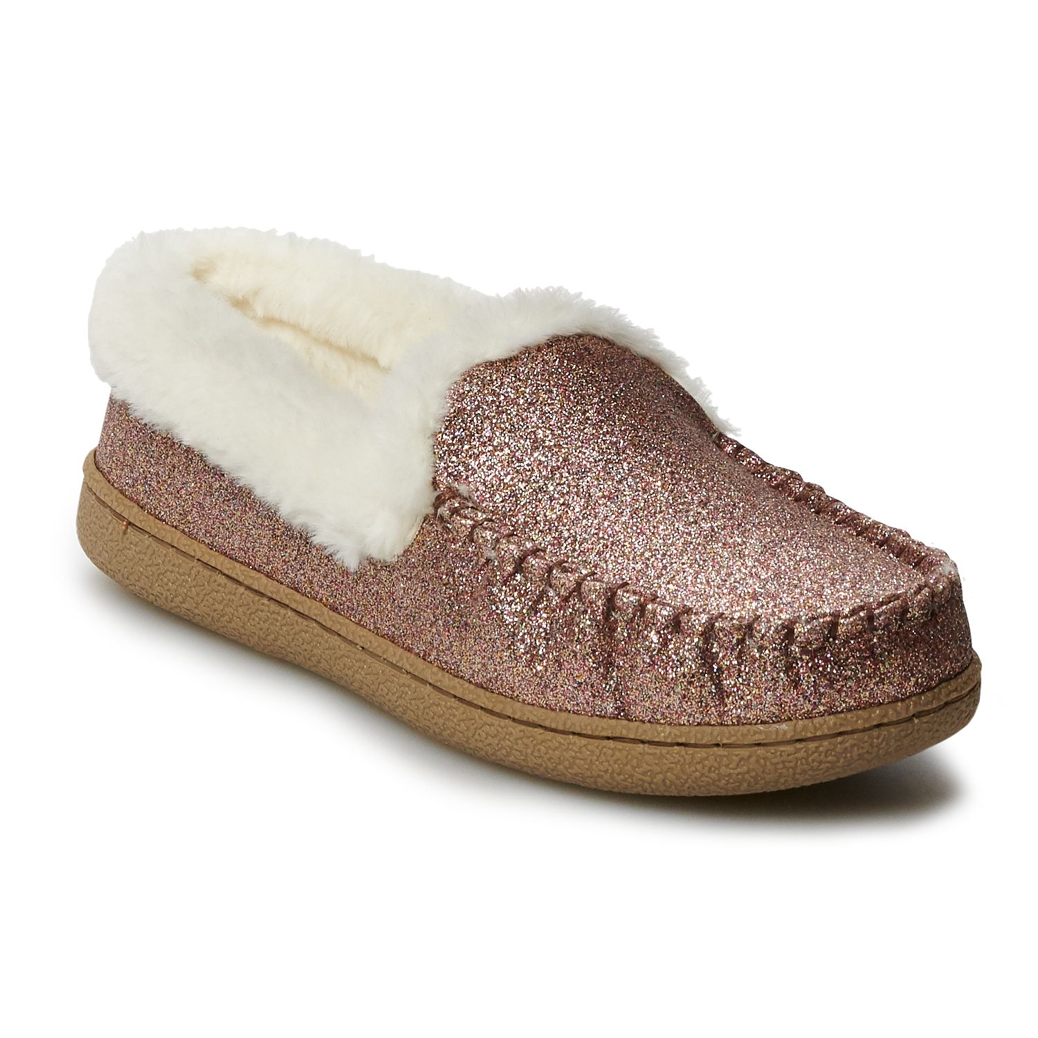 womens sequin moccasin slippers