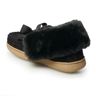 Women's Sonoma Goods For Life® Faux Fur Foldover Microsuede Moccasin Slippers