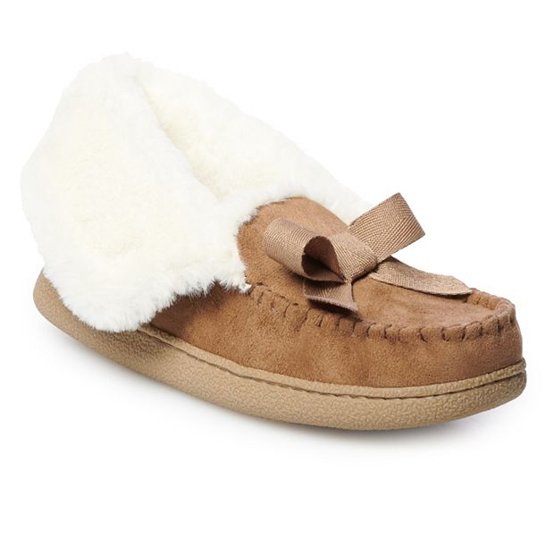 Women's Sonoma Goods For Life® Faux Fur Foldover Microsuede Moccasin  Slippers