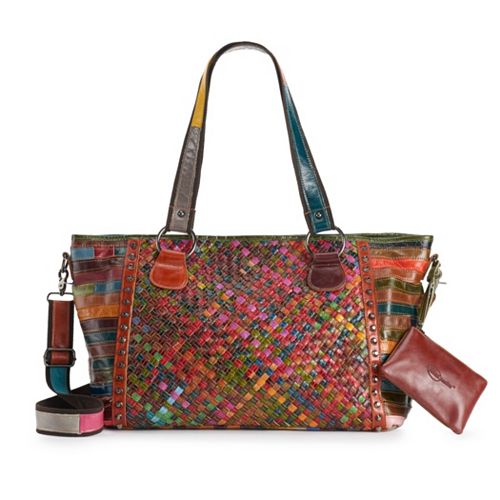 Womens Amerileather Cecily Woven Tote Bag