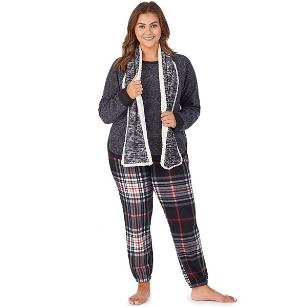 Plus Size Cuddl Duds 3Piece Fleece Pajama Set