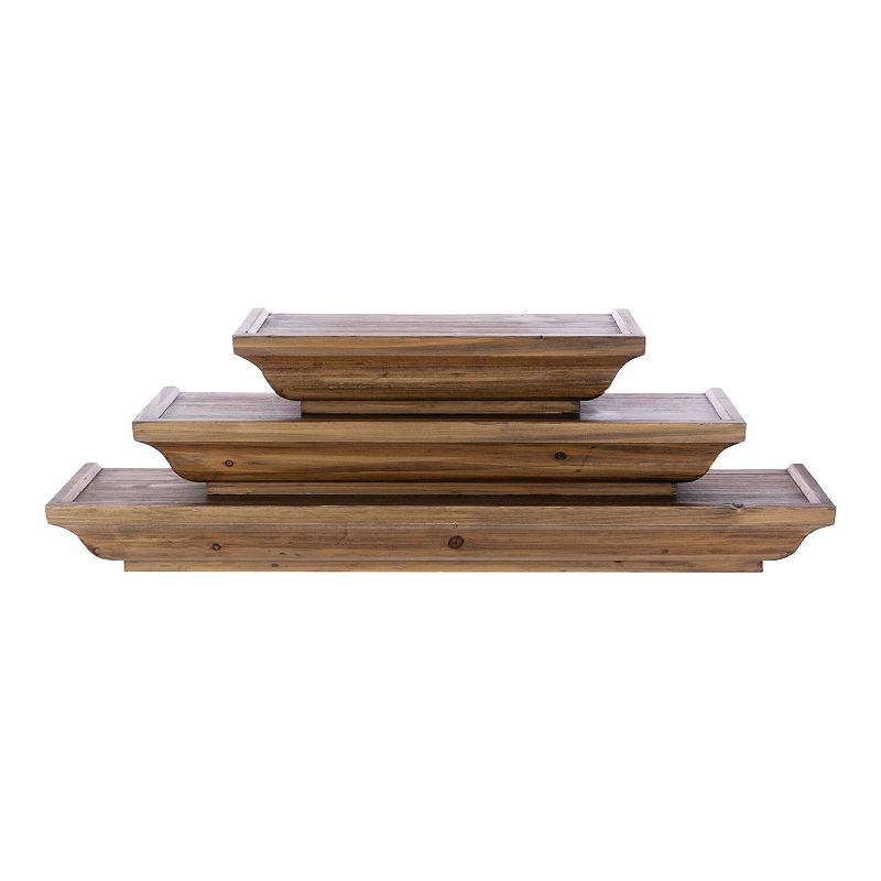 Kiera Grace Muskoka Fitz Wood Shelves Set of 3, Brown, 5X3