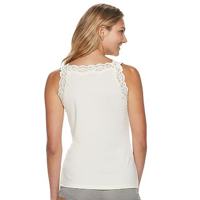 Women's Lunaire V-neck Tank Top Camisole with Scalloped Lace Trim