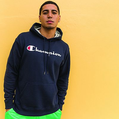 Champion Men s Script Logo Powerblend Hoodie Black