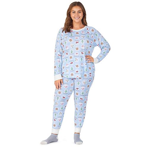 Plus Size Cuddl Duds Printed Pajamas & Socks Set