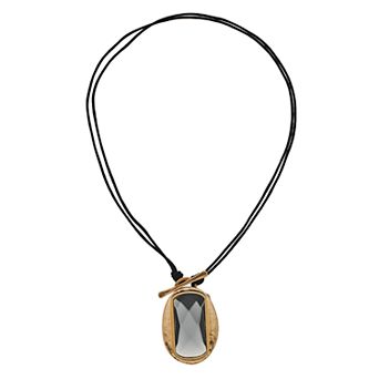 Bella Uno Worn Gold-Tone Oval Pendant Necklace