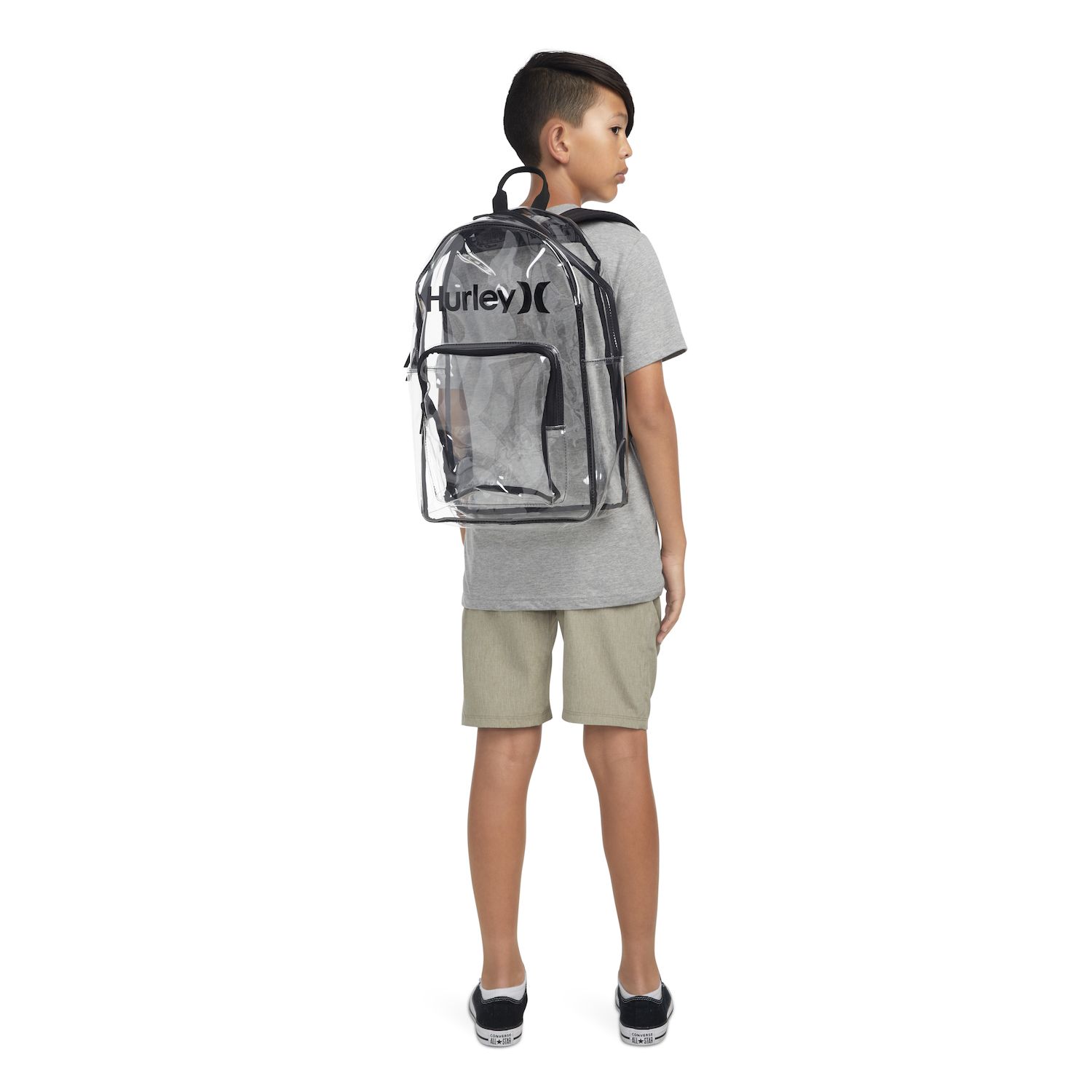 Hurley Gray and Black Backpack Transparent Design HURLEY PEAK BACKPACK - BLACK – Hawaiian Island Creations main image 3