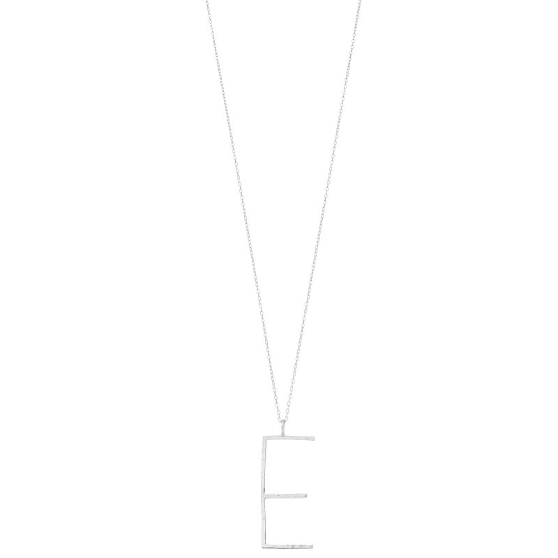 Sterling Silver Hammered Initial Pendant Necklace, Womens