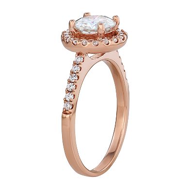 14k Rose Gold 1 1/3 Carat T.W. Lab-Created Moissanite Halo Engagement Ring