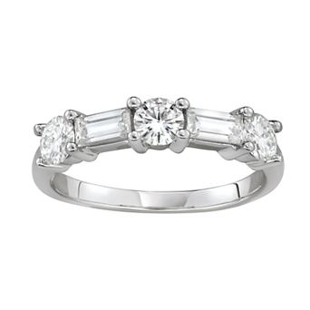 Charles & Colvard 14k White Gold 1 1/6 Carat T.W. Lab-Created Moissanite Baguette Stacker Ring