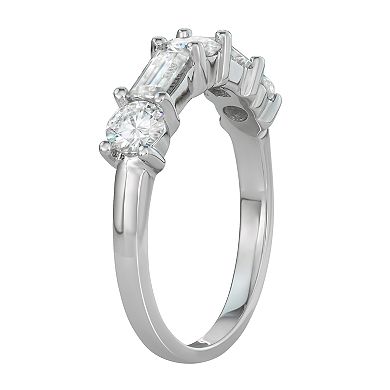 Charles & Colvard 14k White Gold 1 1/6 Carat T.W. Lab-Created Moissanite Baguette Stacker Ring