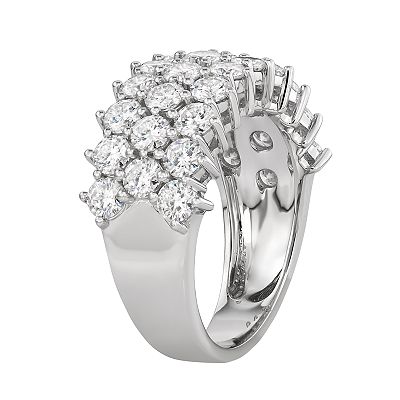Charles Colvard 14k White Gold 3 Carat T.W. Lab Created Moissanite 3 Row Ring