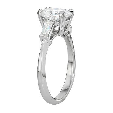 Charles & Colvard 14k White Gold 2 1/2 Carat T.W. Lab-Created Moissanite Oval and Baguette Ring