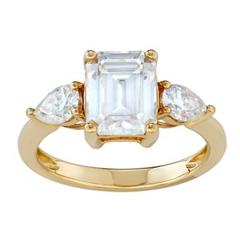 Charles & Colvard 14k Gold 3 3/8 Carat T.W. Lab-Created Moissanite 3-Stone Ring