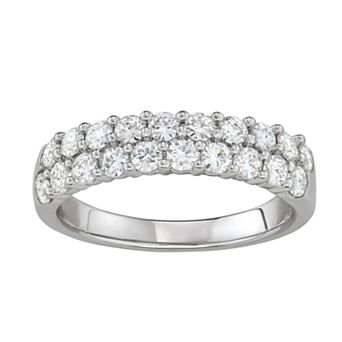 Charles & Colvard 14k White Gold 1 Carat T.W. Lab-Created Moissanite Two-Row Wedding Band