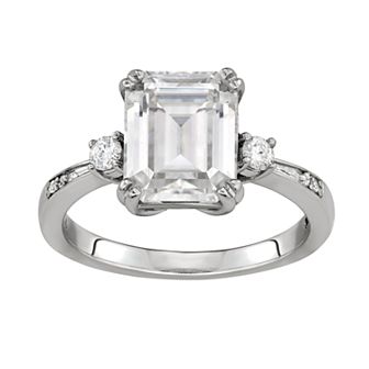 Charles & Colvard 14K White Gold 3-5/8 Carat T.W. Lab-Created Moissanite Emerald Solitaire Ring