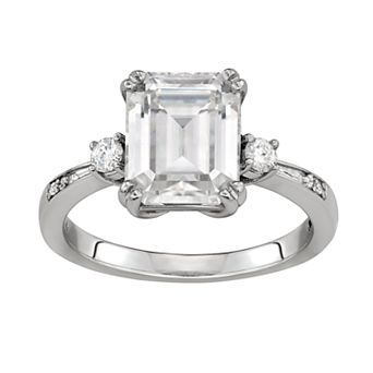 Charles & Colvard 14K White Gold 3-5/8 Carat T.W. Lab-Created Moissanite Emerald Solitaire Ring