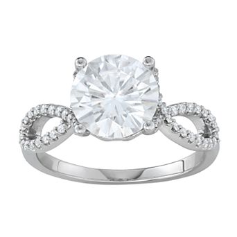 Charles & Colvard 14k White Gold 3 Carat T.W. Lab-Created Moissanite Twisted Split Shank Ring