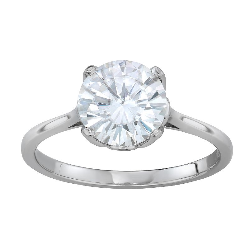 14K White Gold 2 3/4 Carat T.W. Lab-Created Moissanite Round Solitaire Ring