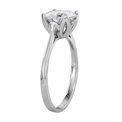 14K White Gold 2 3/4 Carat T.W. Lab-Created Moissanite Round Solitaire Ring
