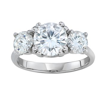 Charles & Colvard 14K White Gold 3 1/10 Carat T.W. Lab-Created Moissanite Three-Stone Ring