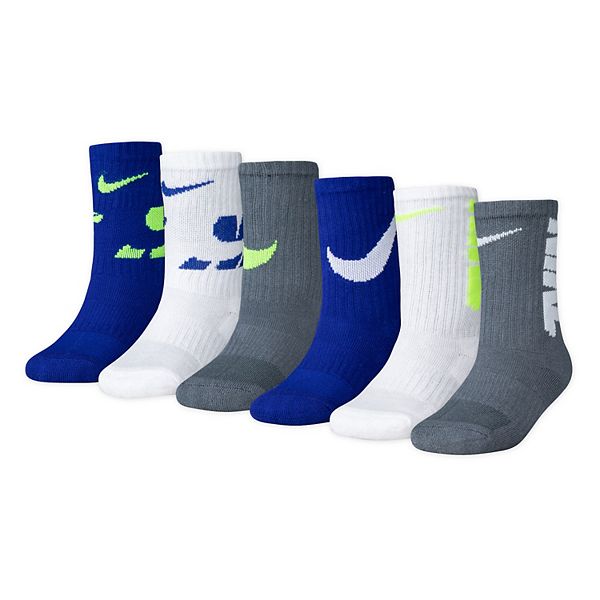 Boys Nike 6-Pack Dri-FIT Performance Cushioned Crew Socks