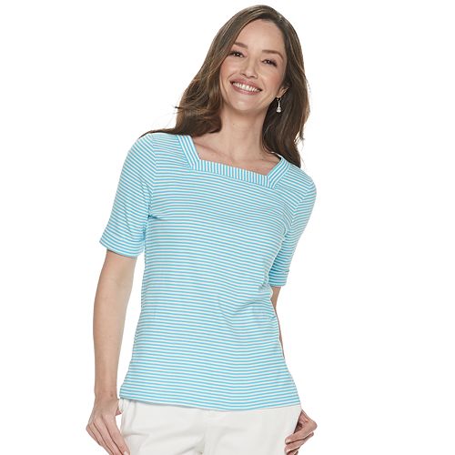 Women's Croft & Barrow® Elbow-Sleeve Squareneck Tee