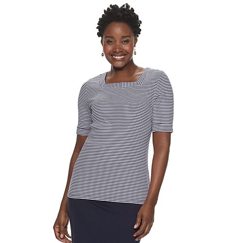 Women's Croft & Barrow® Elbow-Sleeve Squareneck Tee