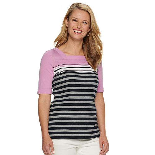 Women's Croft & Barrow® Elbow-Sleeve Squareneck Tee