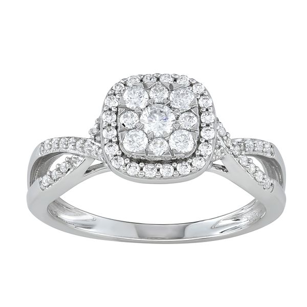 Simply Vera Vera Wang 14k White Gold 1/2 Carat T.W. Diamond Engagement ...