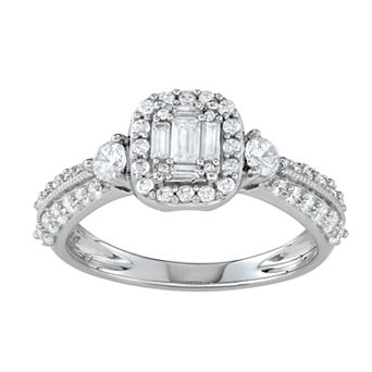 Simply Vera Vera Wang 14k White Gold 3/4 Carat T.W. Diamond Cushion Halo Engagement Ring