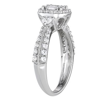 Simply Vera Vera Wang 14k White Gold 3/4 Carat T.W. Diamond Cushion Halo Engagement Ring