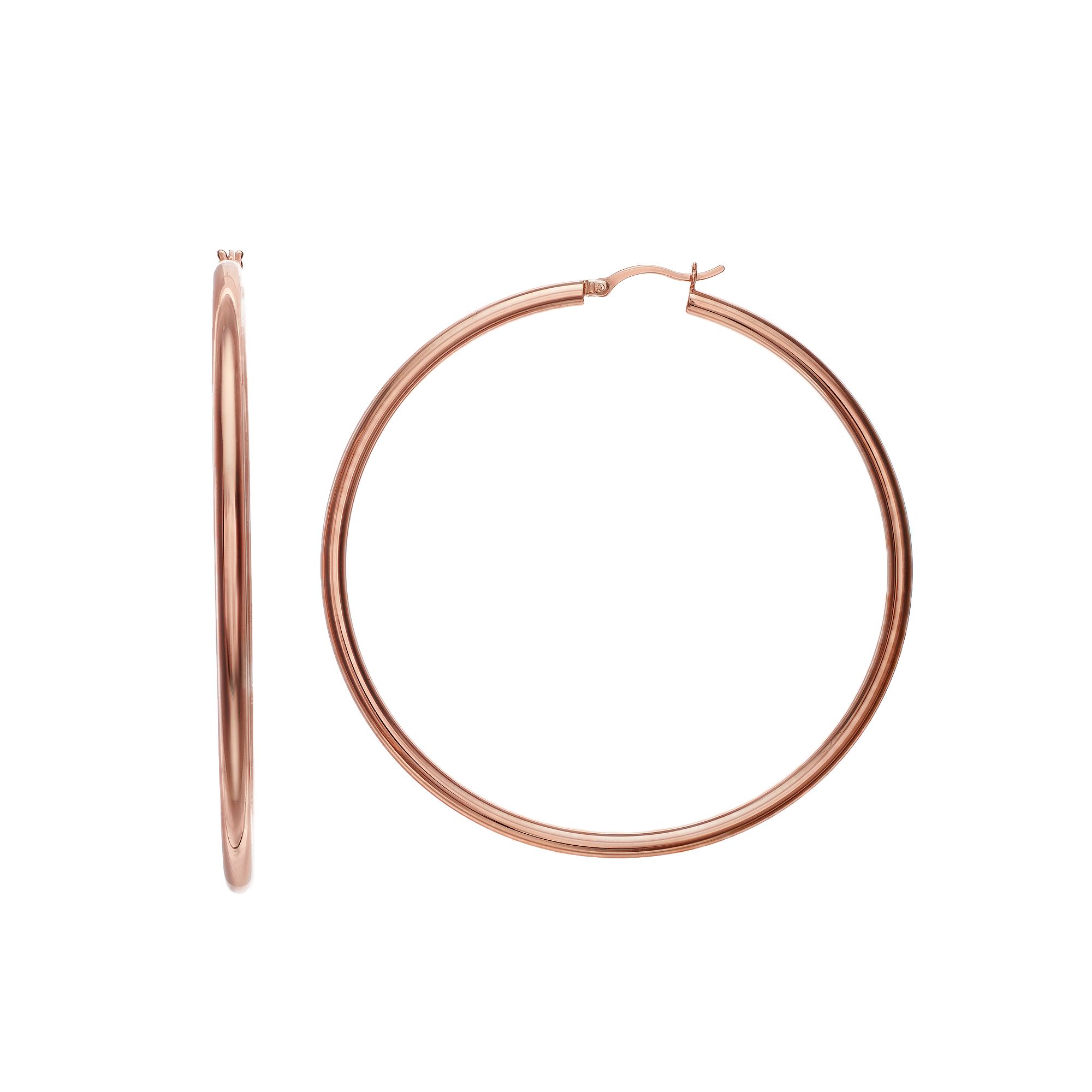Athra NJ Inc Sterling Silver 3 mm Tube Hoop Earrings, Womens, Pink Tone