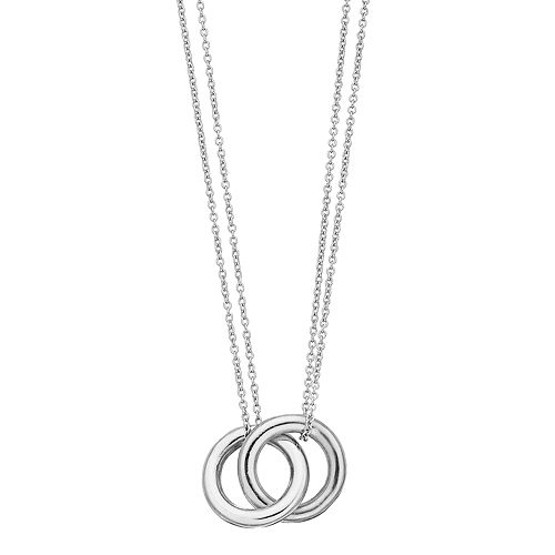 Sterling Silver Interlocking Circles with Double Chain Necklace