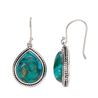 Athra NJ Inc Sterling Silver Gemstone Teardrop Earrings