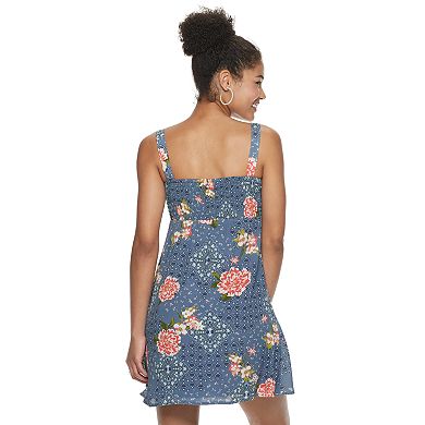 Juniors' Lily Rose Button-Front Molded Cup Dress