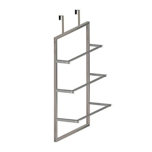 White Metal 3-Tiered Bars Over-The-Door Bath Towel Holder, Bathroom Storage  Door Hanging Drying Rack