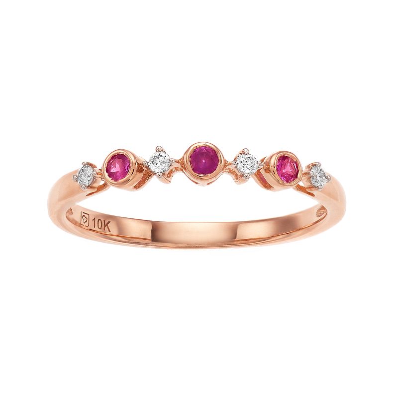 10k Rose Gold Pink Sapphire & Diamond Accent Ring, Womens, Size: 6