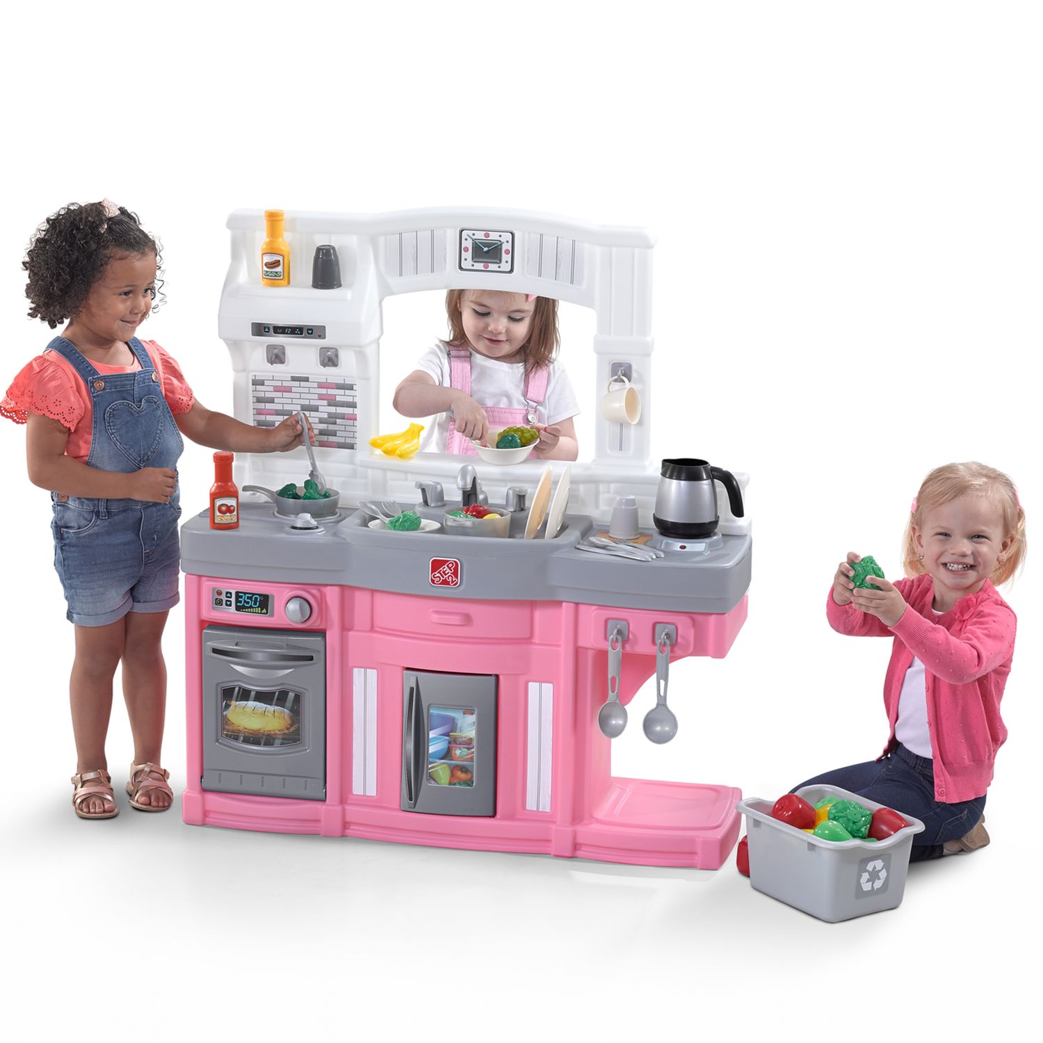 step2 fun with friends kitchen pink with 24 piece accessory set